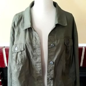 2 for $20 - Ashley Stewart Olive Green Cropped Twill Jacket